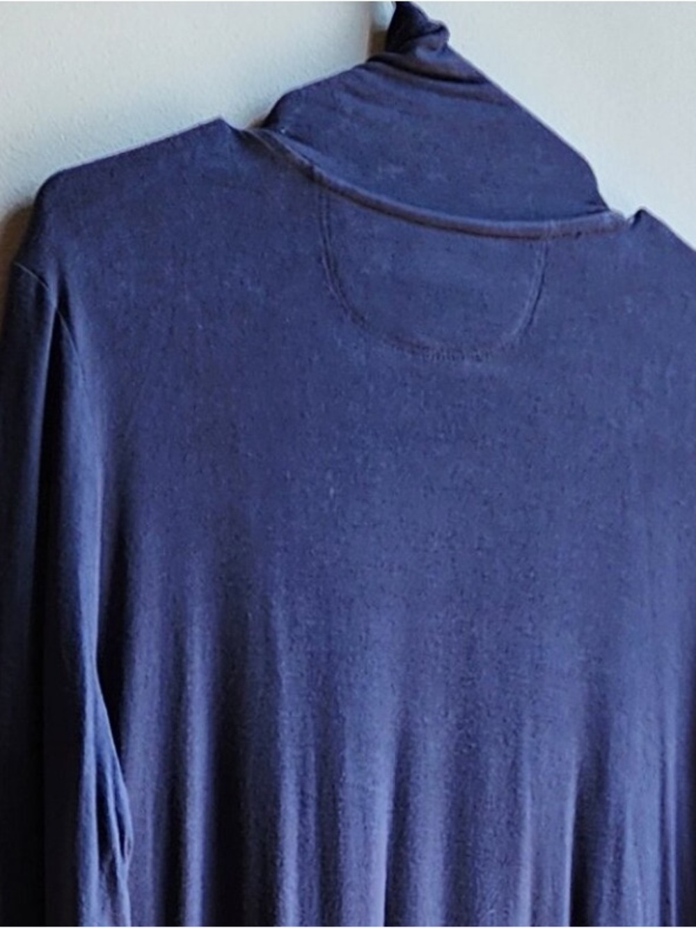 Joan Vass Navy Blue Midi Loungewear Long Open-Front Cardigan Pockets Size Large - Picture 3 of 6
